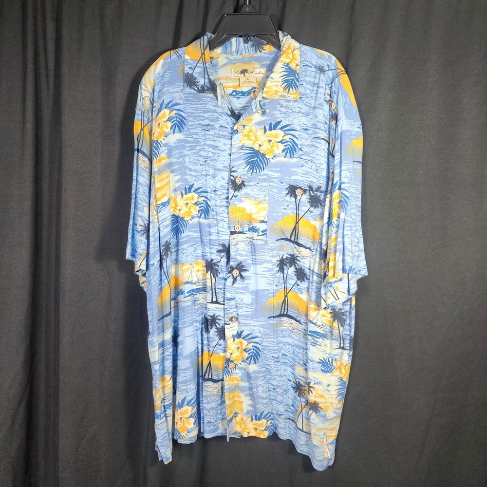 Joe Marlin‎ Mens XL Tropical Hawaiian Shirt Palm Tree Floral Beach Vacation